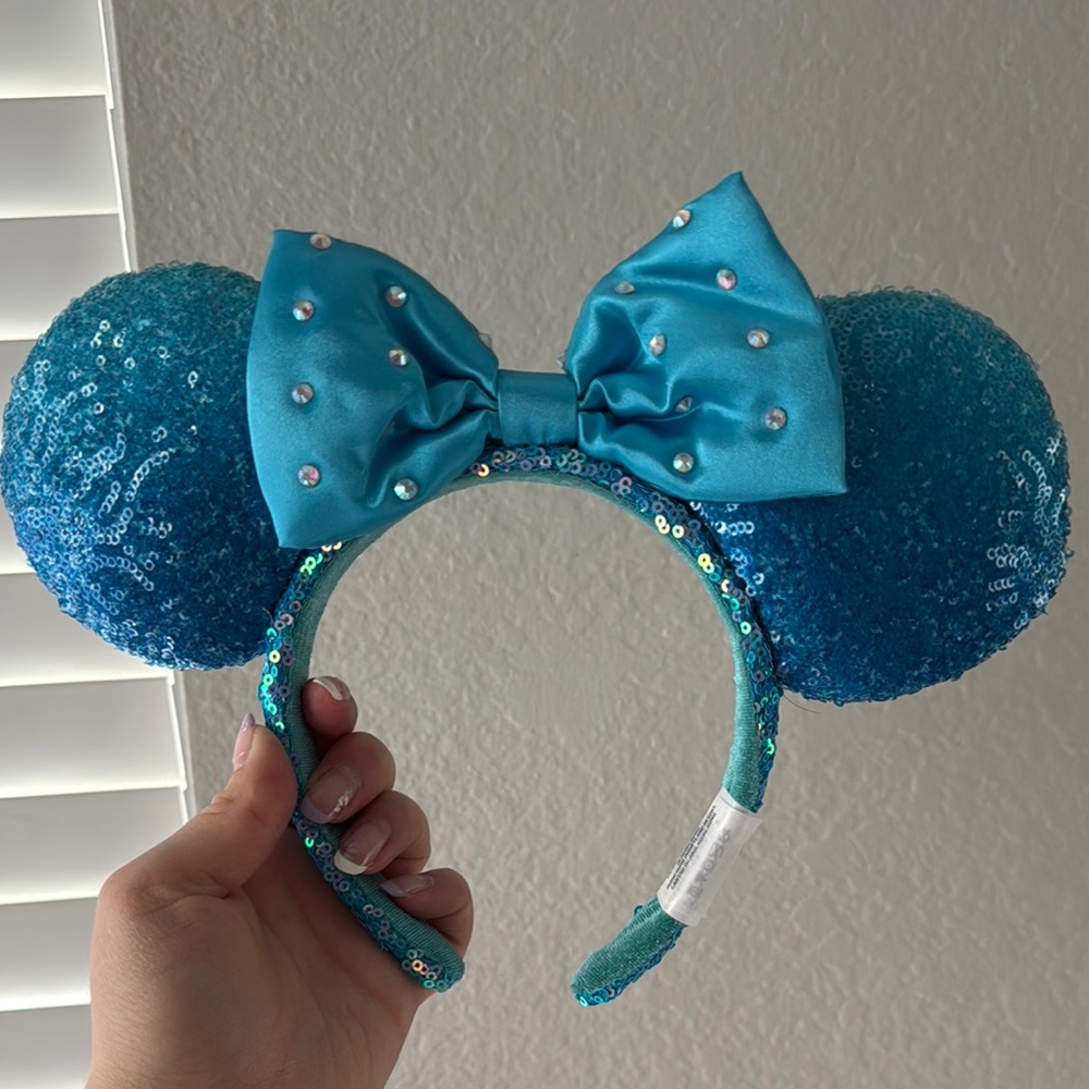 Blue Sequin Mouse Ears Headband